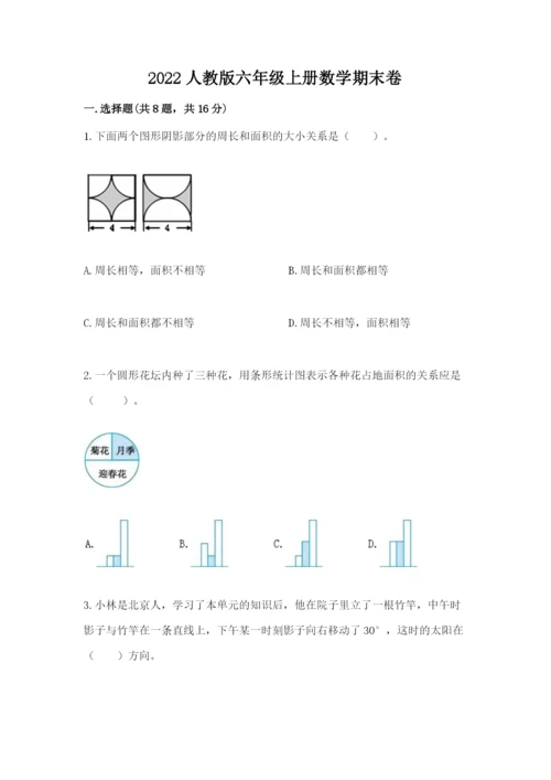 2022人教版六年级上册数学期末卷精品（夺分金卷）.docx