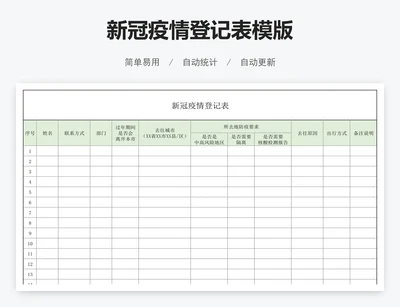 新冠疫情登记表模版