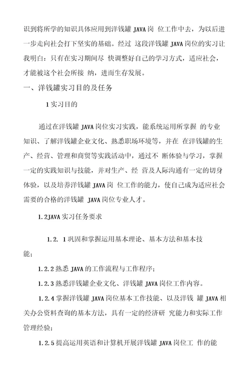 洋钱罐JAVA岗位实习报告