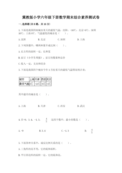 冀教版小学六年级下册数学期末综合素养测试卷精品【考点梳理】.docx