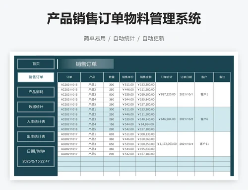 产品销售订单物料管理系统