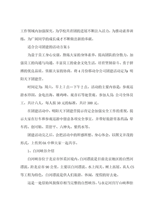 适合公司团建的活动方案