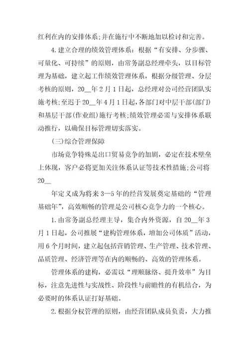 公司年度经营管理计划书