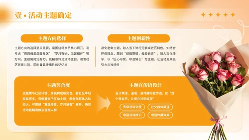 橙色商务风母亲节社区活动策划
