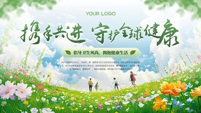 绿色清新全国爱卫生日健康教育宣传PPT模板