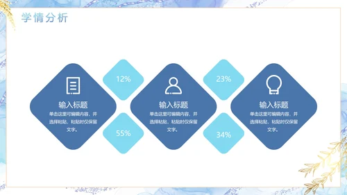 蓝色简约清新鎏金教师教学PPT模板