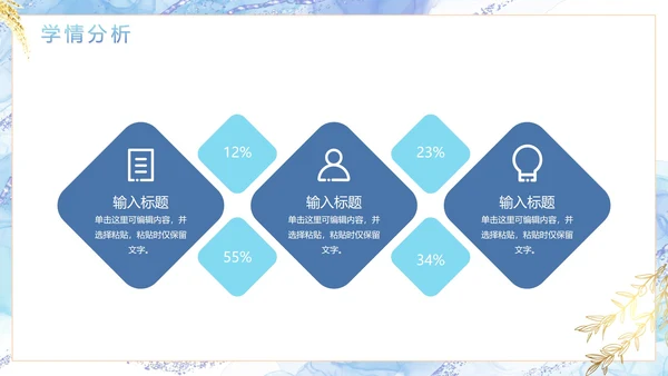 蓝色简约清新鎏金教师教学PPT模板