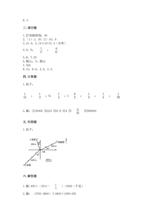 人教版六年级上册数学期末测试卷带答案（达标题）.docx