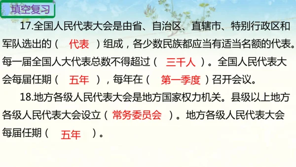 六年级上册道德与法治第三单元我们的国家机构复习课件