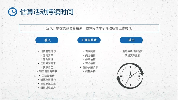 蓝色简约钟表项目时间管理PPT课件pmp项目管理（补充）