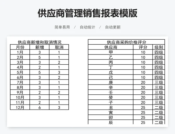 供应商管理销售报表模版