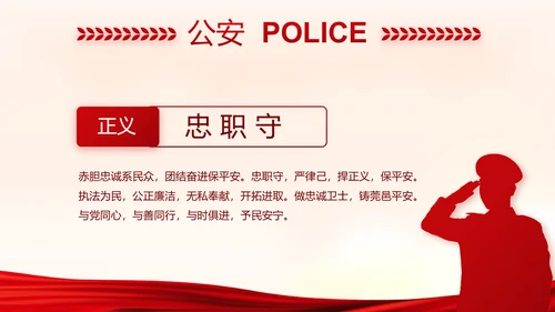 红色大气公安警察派出所演讲动态PPT