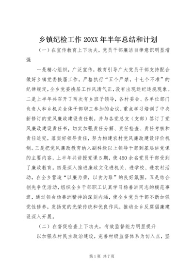 乡镇纪检工作某年半年总结和计划.docx