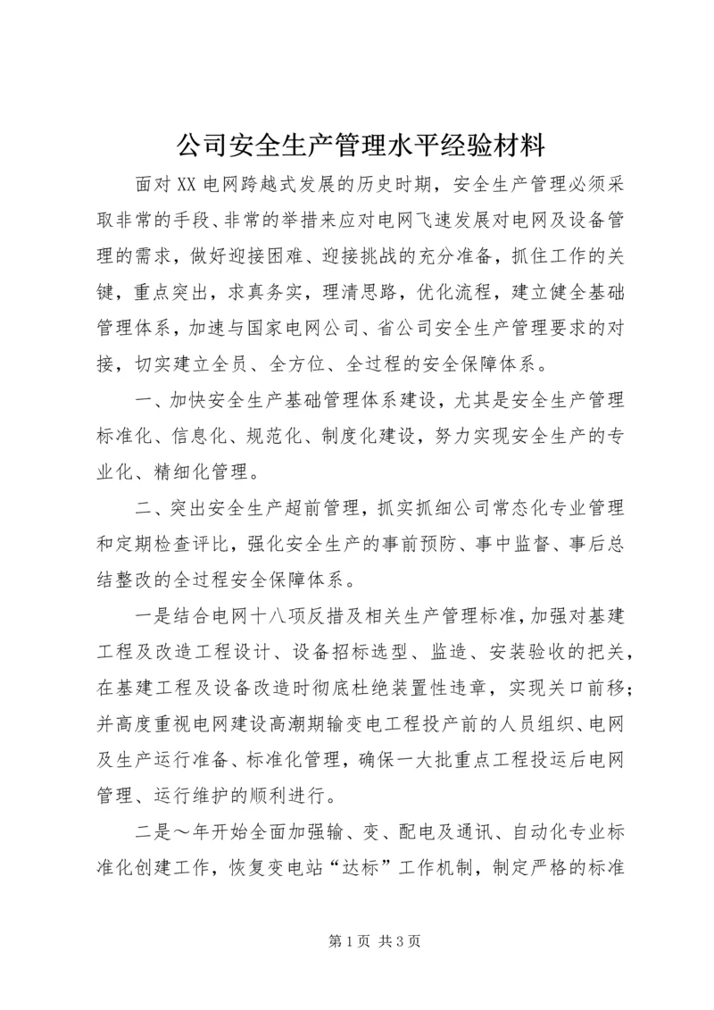 公司安全生产管理水平经验材料 (6).docx