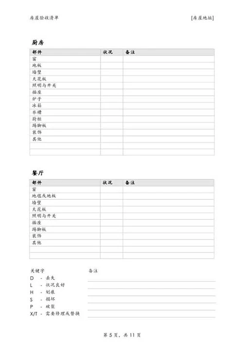房屋验收清单-Word范文
