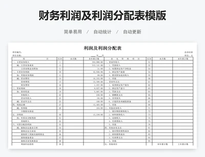 财务利润及利润分配表模版
