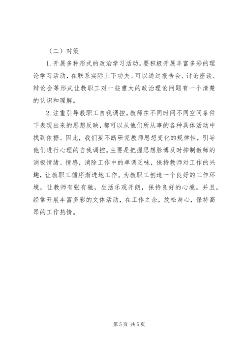 固镇二实小教职工思想状况调研报告[小编整理].docx