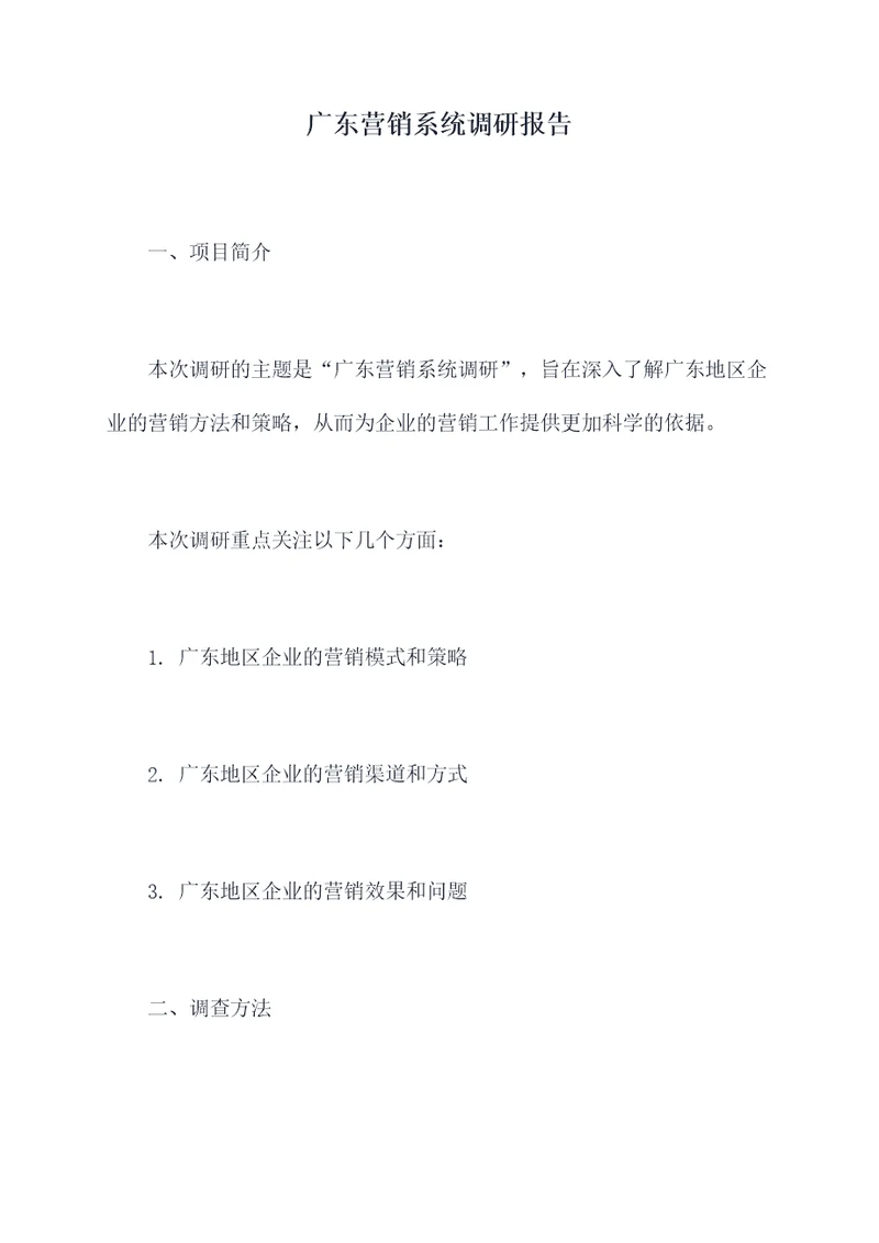 广东营销系统调研报告