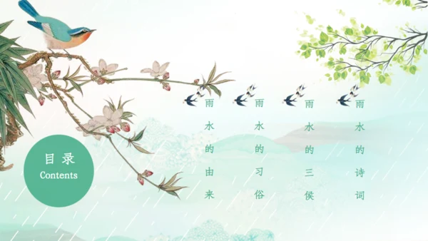 雨水的由来节气介绍通用PPT模板