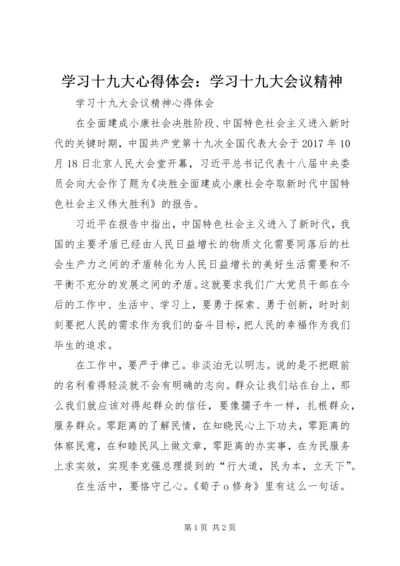 学习十九大心得体会：学习十九大会议精神 (4).docx