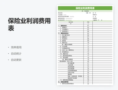 保险业利润费用表