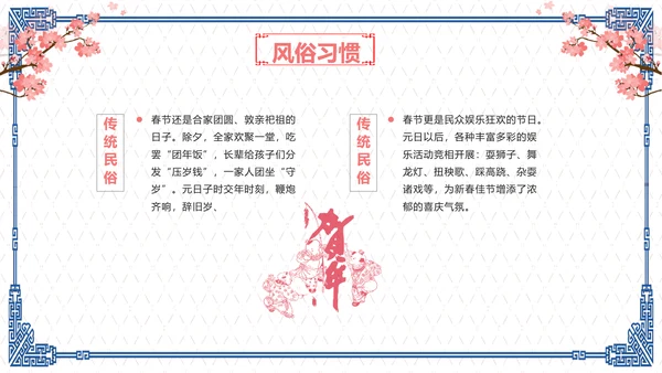 简约中国风春节习俗传统节日PPT课件