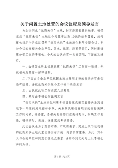 关于闲置土地处置的会议议程及领导发言.docx