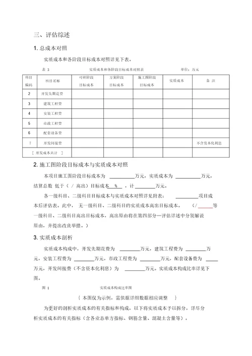 项目成本后评估报告模板