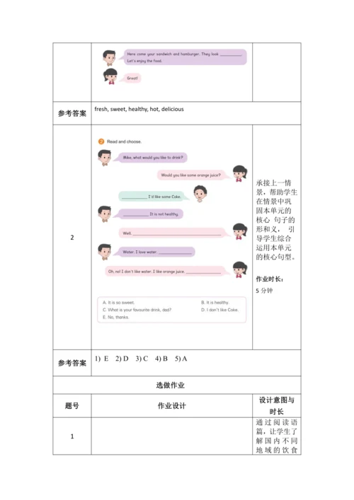 PEP 五上Unit3 What would you like 作业设计
