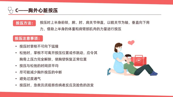 红色简约扁平插画急诊急救知识培训PPT模板