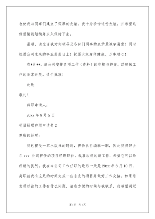 2022项目经理辞职申请书.docx