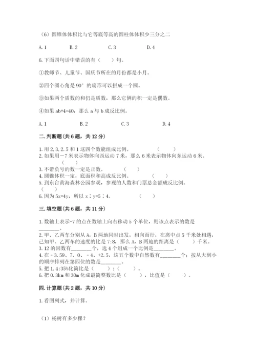 哈尔滨市香坊区六年级下册数学期末测试卷完美版.docx