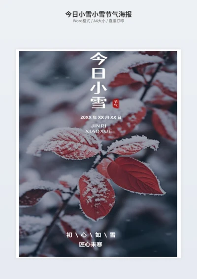 今日小雪小雪节气海报
