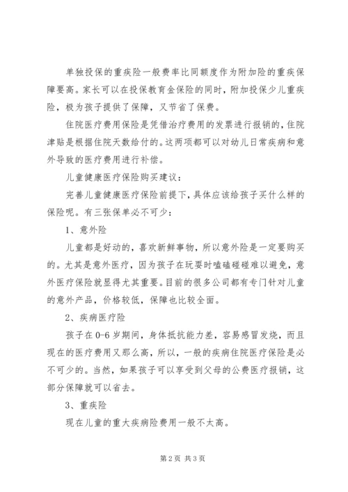 儿童健康医疗保险购买建议.docx