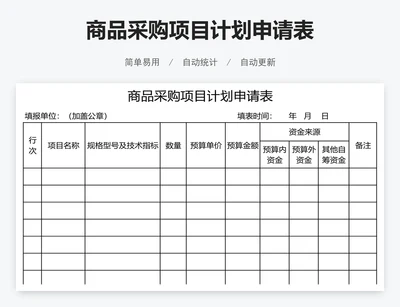 商品采购项目计划申请表