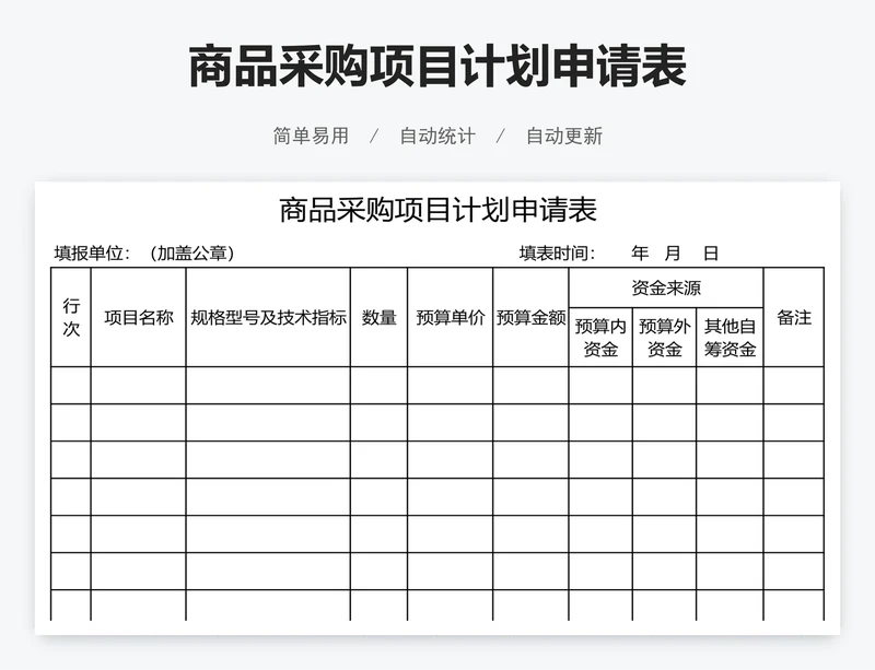 商品采购项目计划申请表