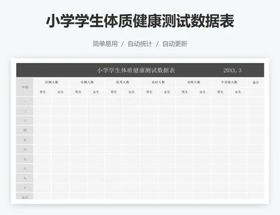 小学学生体质健康测试数据表