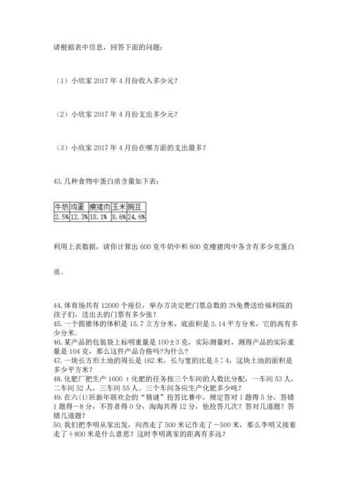 六年级小升初数学应用题50道往年题考.docx