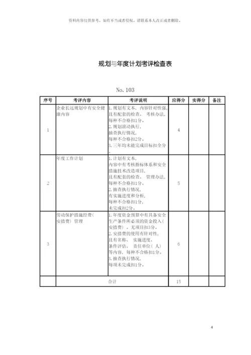 机械制造企业安全质量标准化考评检查表全模板.docx