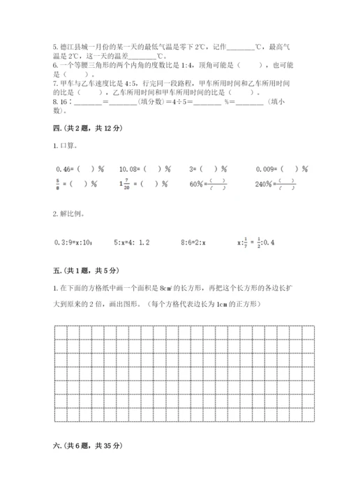 苏教版六年级数学下学期期末测试题附答案（轻巧夺冠）.docx