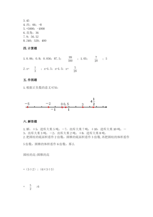 人教版六年级下册数学期末测试卷含答案（名师推荐）.docx