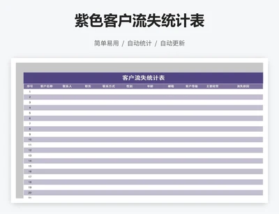 紫色客户流失统计表