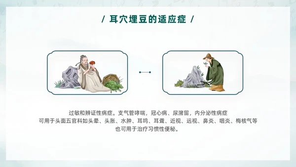 中国风古风水墨中医耳穴埋豆传统理疗操作培训PPT