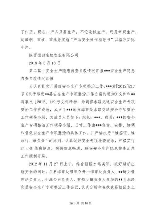 安全生产隐患自查自改汇报材料精编.docx