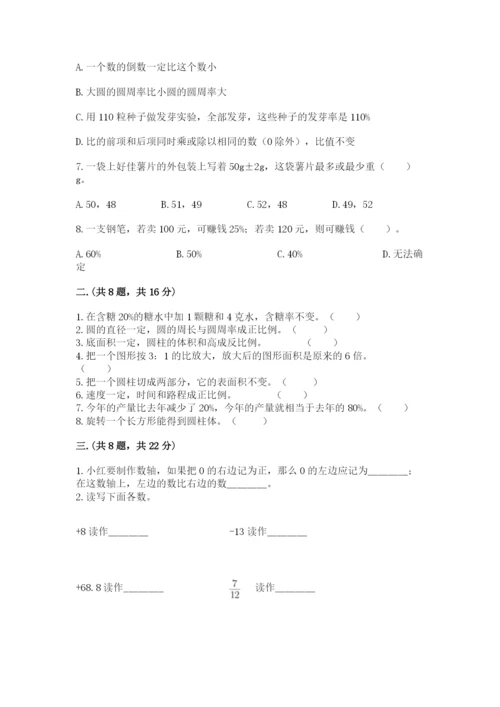 小学六年级升初中模拟试卷（实用）.docx