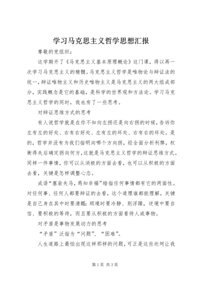 学习马克思主义哲学思想汇报 (2).docx