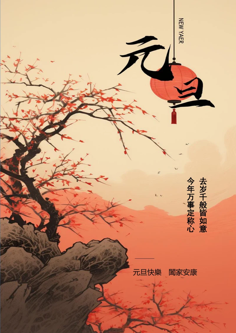 元旦快乐阖家安康元旦海报