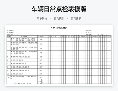 车辆日常点检表模版