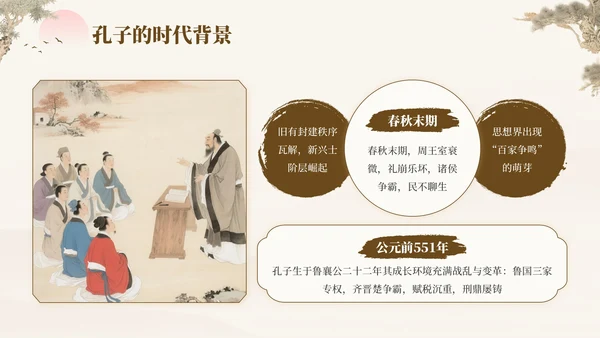 褐色中国风孔子诞辰日文化宣传PPT模板