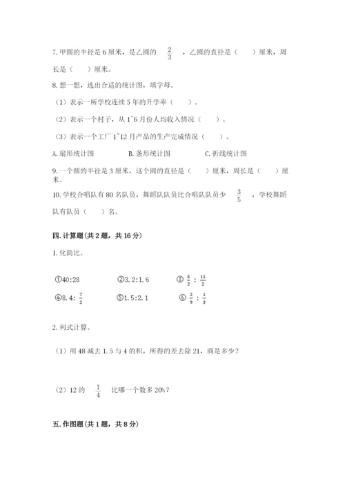 2022人教版六年级上册数学期末测试卷附参考答案（达标题）.docx